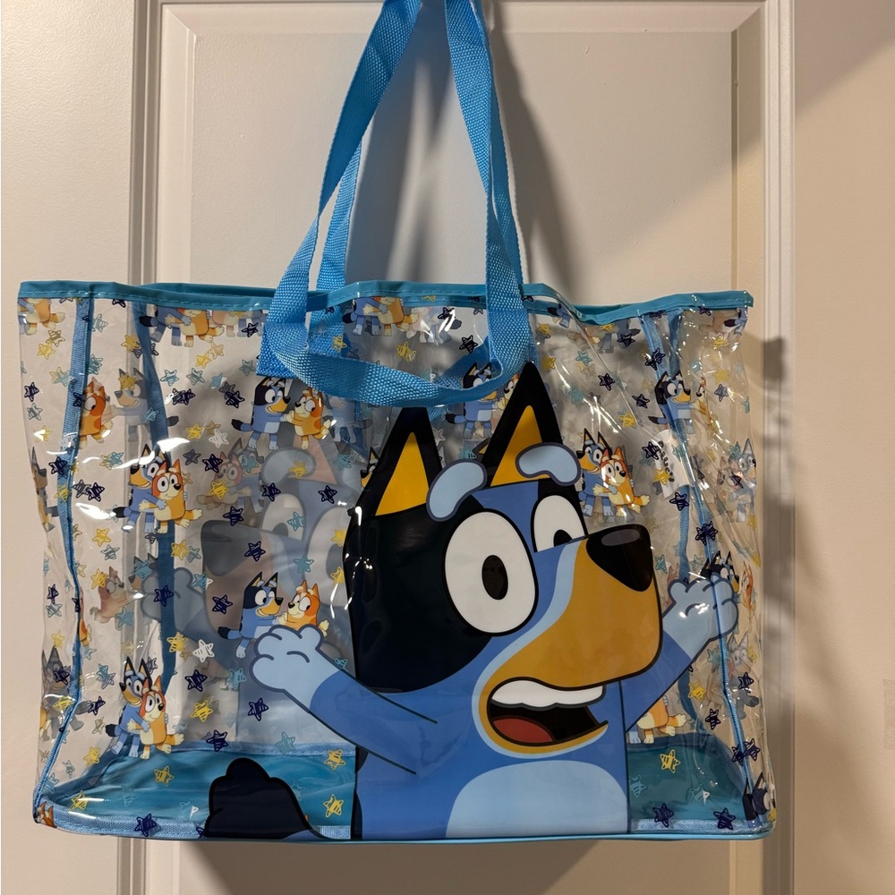 ❌SOLD❌NWT Bluey Clear Tote Beach Bag Bluey and Bingo